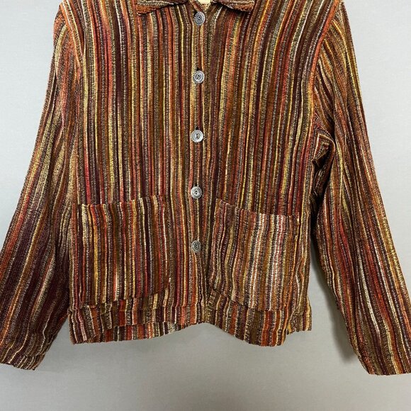 Vintage Tantrums Jacket Textured Stripe Button-Up Women Size Small Eclectic Boho - Picture 4 of 13